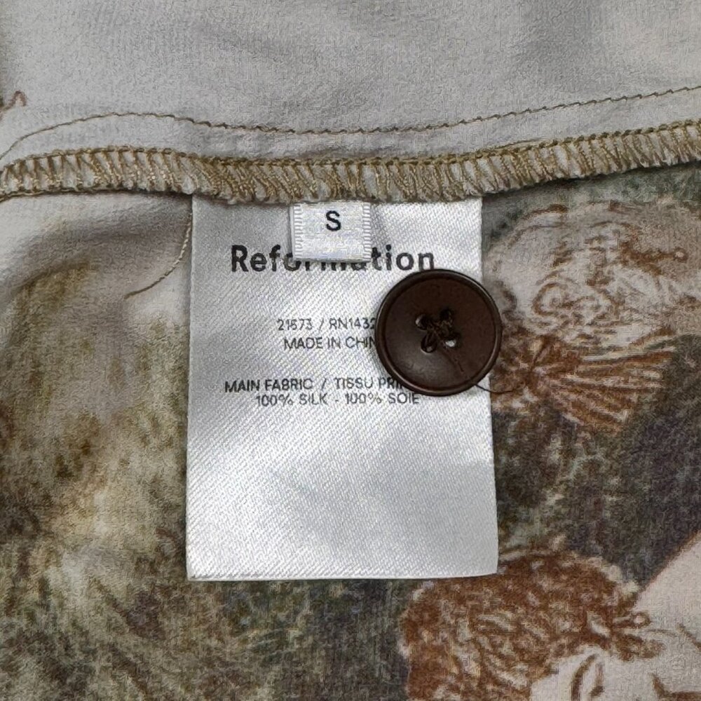 Reformation Silk Shirt Top SZ S Short Sleeve Art Print Oversized Maximalist - Picture 5 of 7